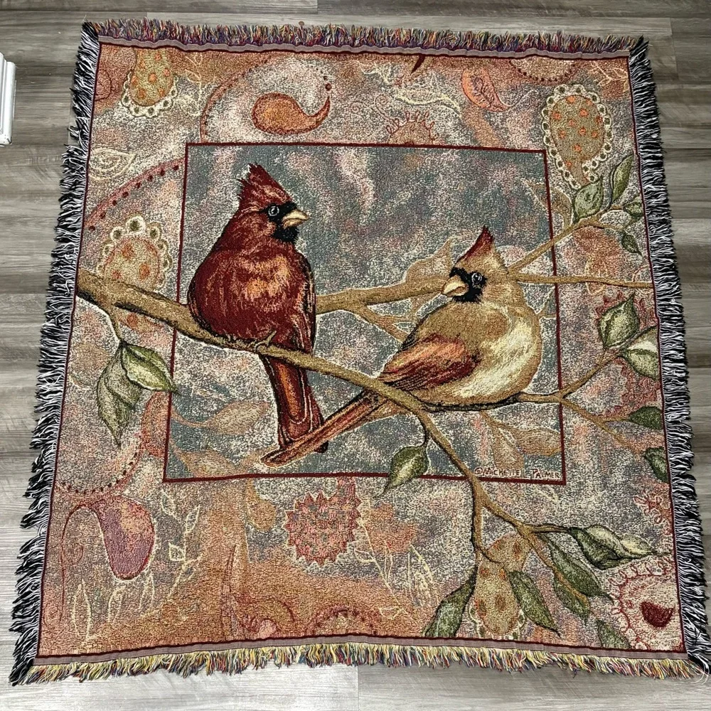 Michelle‎ Palmer Cardinal Woven Tapestry Throw Blanket 55x57